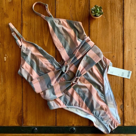 Pink & Gray Cici Knotty One Piece Swimsuit Bikini - Picture 5 of 6
